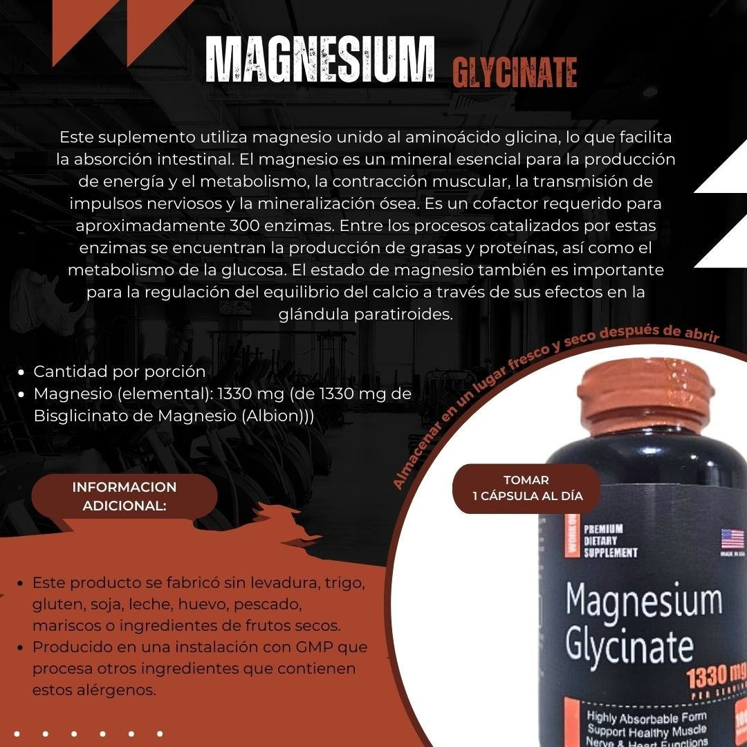 Glicinato de magnesio 100 Cápsulas