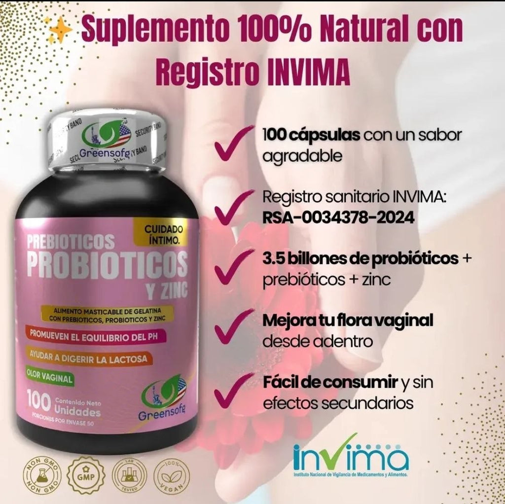 PROBIÓTICOS-PREBIÓTICOS + ZINC X 2 UNID.