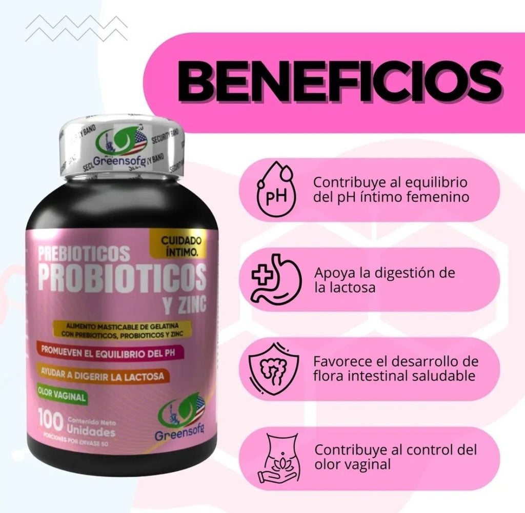 PROBIÓTICOS-PREBIÓTICOS + ZINC X 2 UNID.
